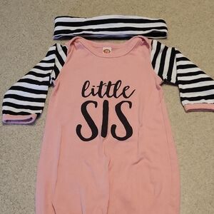 Little Sis Pink and Black Striped Kids Pajamas